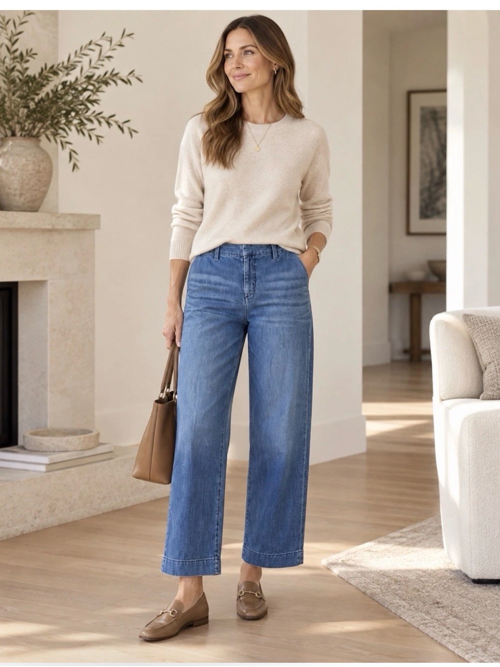 Frank & Eileen Westport Jeans Womens 4 Blue Wide Leg Ankle Denim Pants US